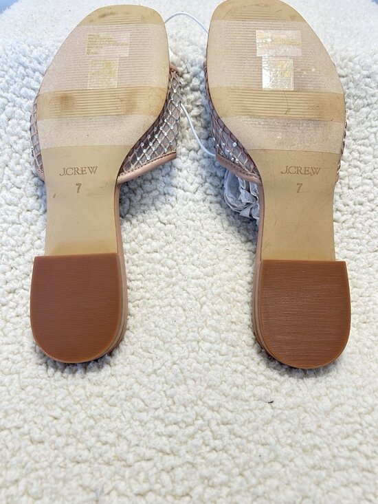 J. Crew Factory Rhinestone Mesh Slide Sandals Tan/Beige Size 7M - Picture 4 of 7